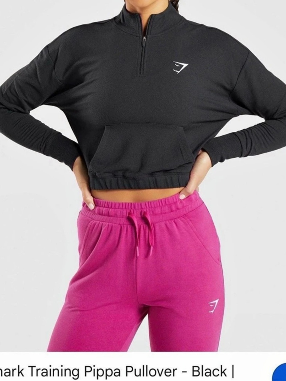 Gymshark Pippa Training Pullover Black Cropped Pullover Size Medium
